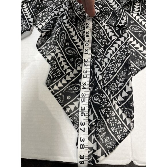 Express Skirt Womens M Black Mixed Paisley Chiffon Midi Asymmetrical Western - Picture 2 of 9